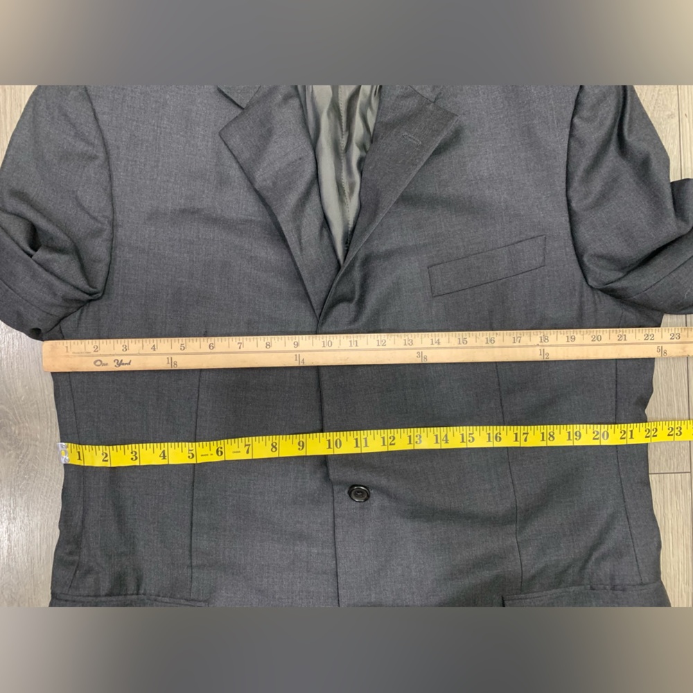 Hickey Freeman Suit Loro Piana Super 150s Wool Dark Gray Pant Sz 44 - Picture 4 of 14